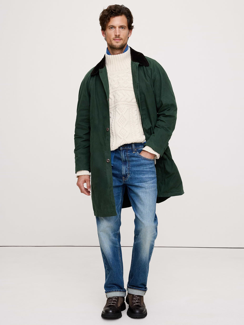 Water-Resistant Mac Coat - Heritage Green