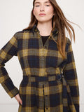 Flannel Belted Tunic Shirt - Blue Plaid
