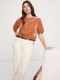 Drapey Velvet Top - Sienna Brown