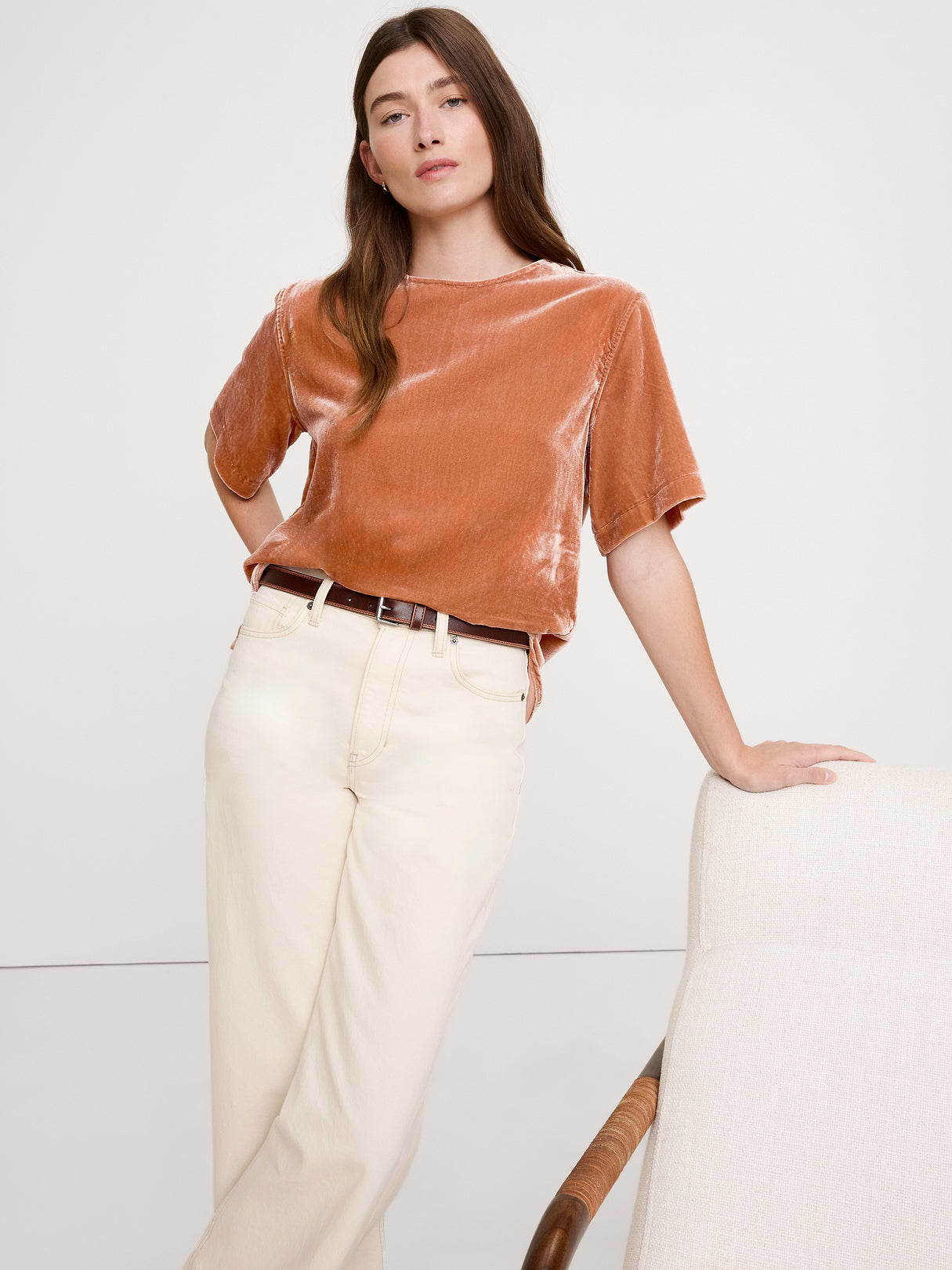 Drapey Velvet Top - Sienna Brown