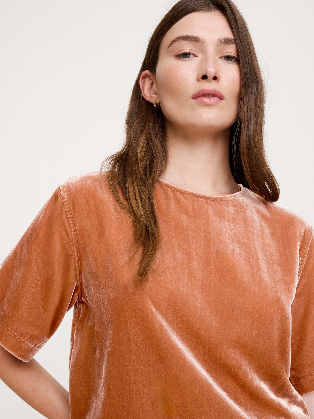 Drapey Velvet Top - Sienna Brown