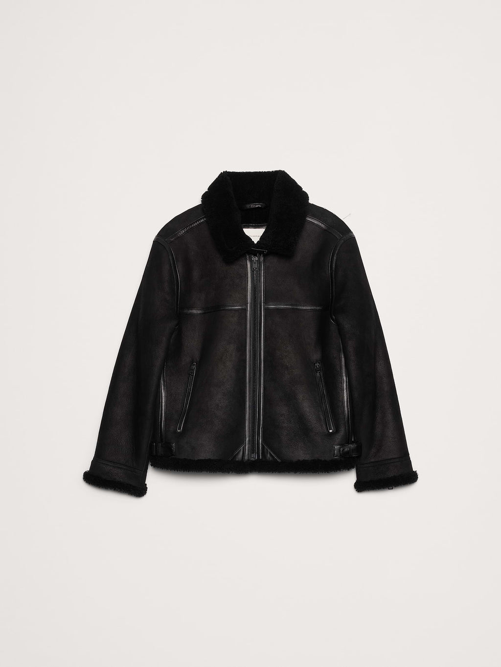 Shearling Aviator Jacket - Black