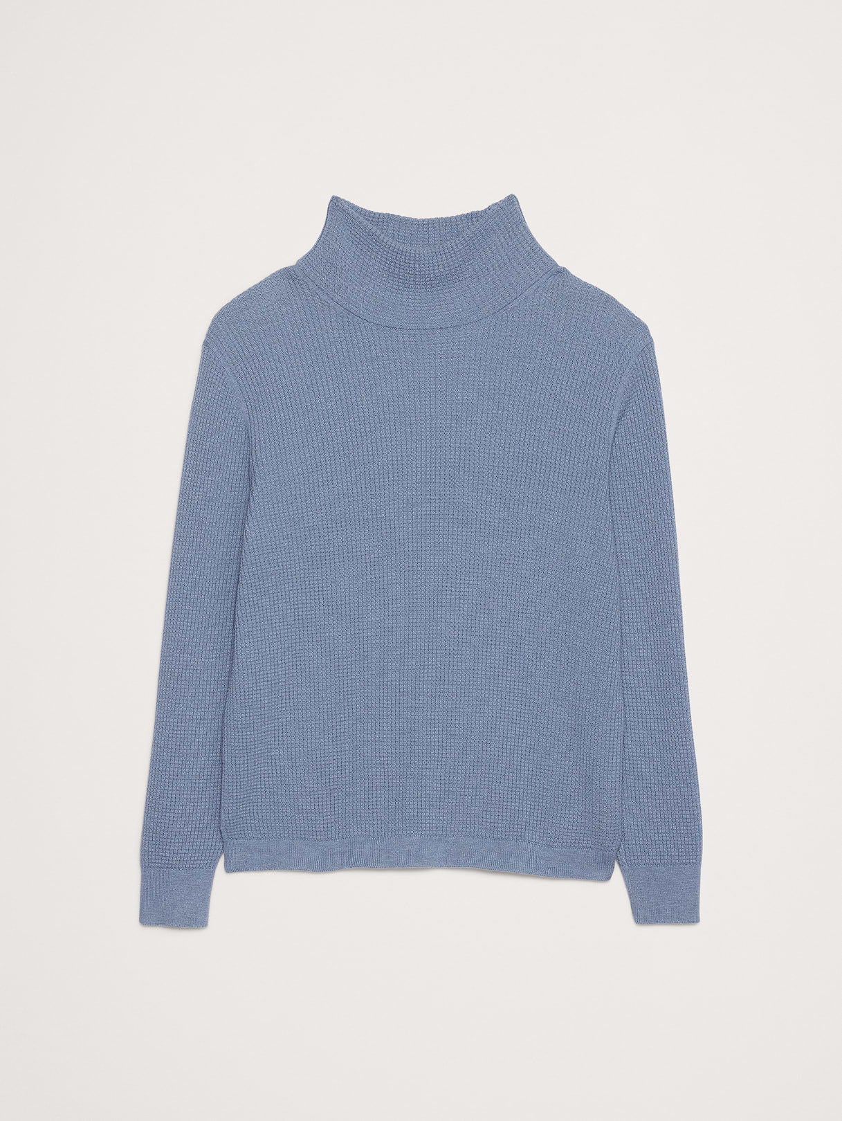 Cotton Thermal-Knit Turtleneck Sweater - Frozen Loch Blue