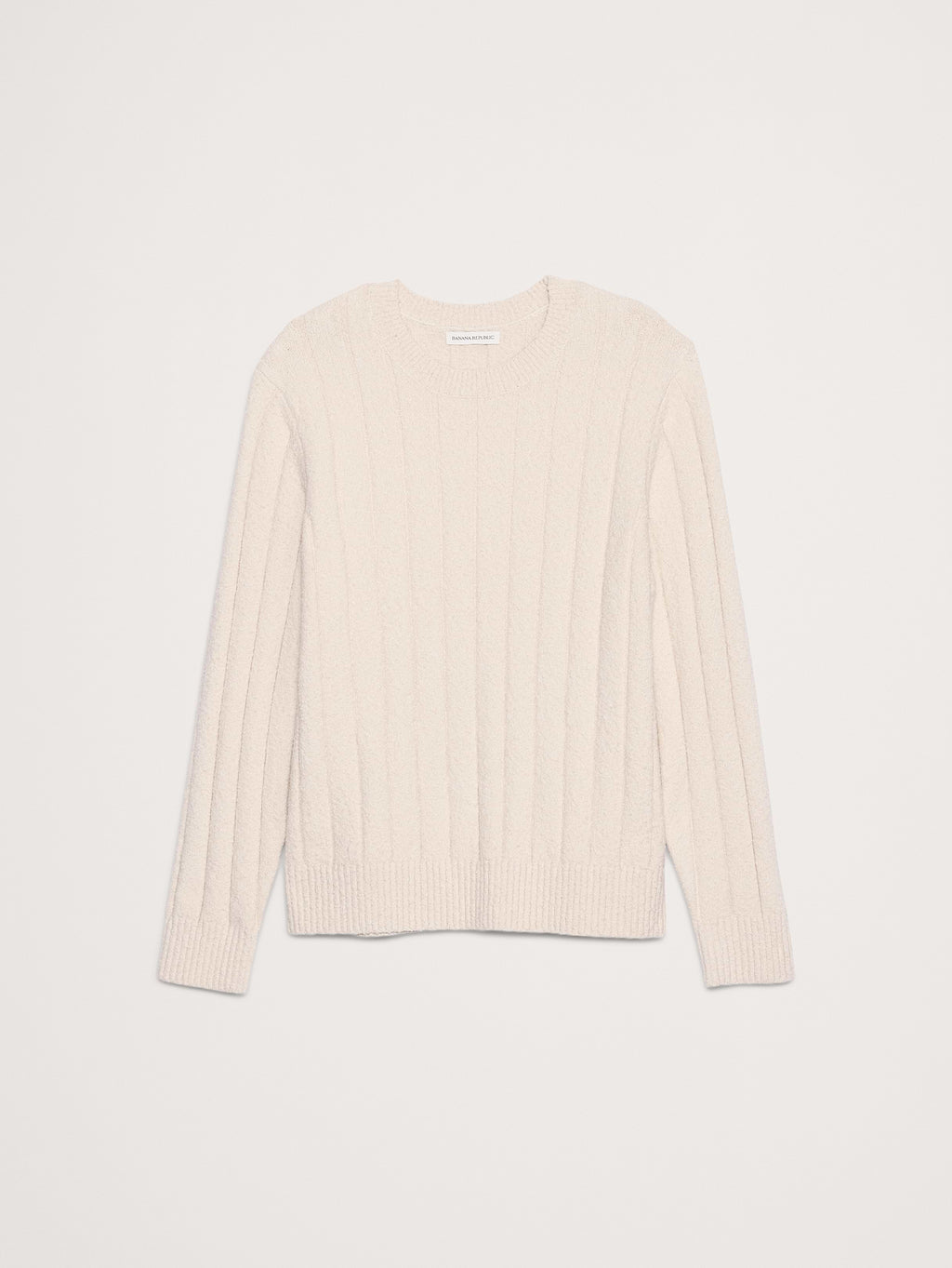 Bouclé Ribbed Crew-Neck Sweater - Cream White