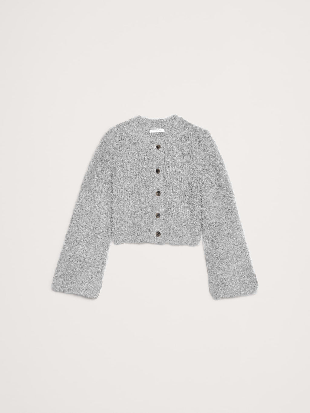 Curly Merino-Blend Cardigan - Charcoal Gray