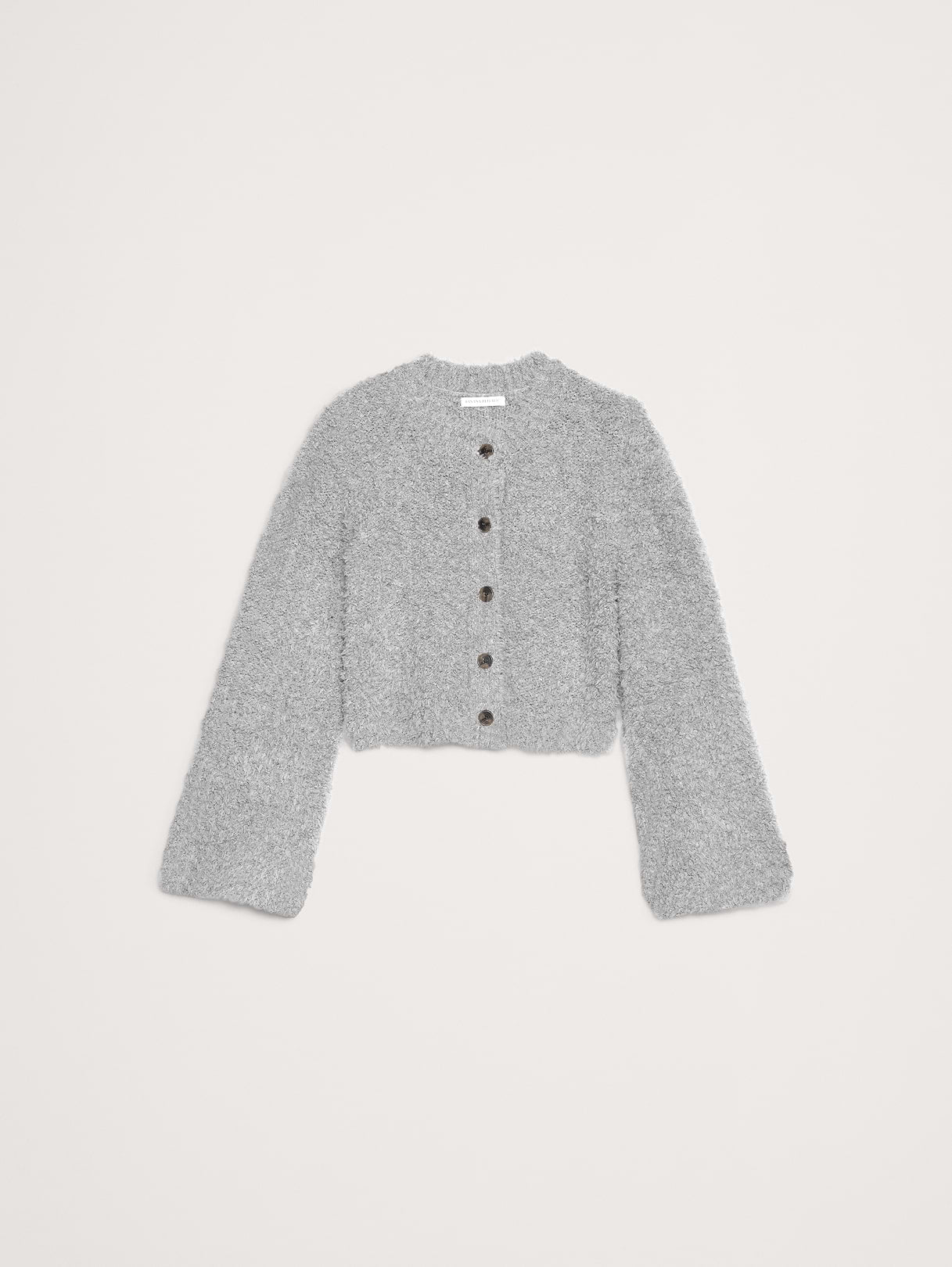 Curly Merino-Blend Cardigan - Charcoal Gray