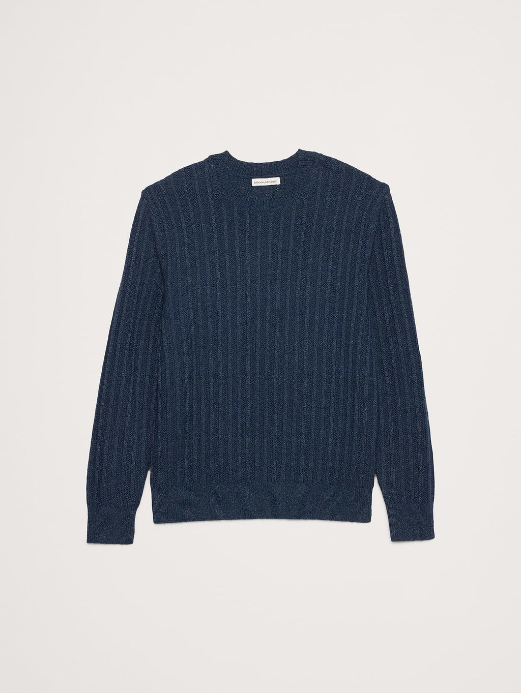 Cotton-Linen Blend Crew-Neck Sweater - Navy Blue