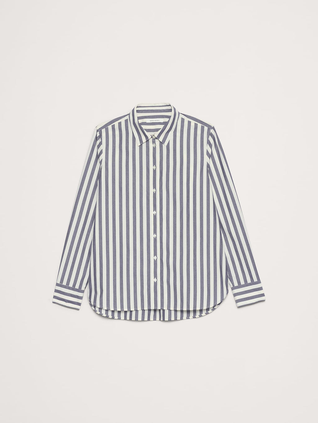 The Everyday Shirt in Cotton Poplin - Navy Blue Stripe