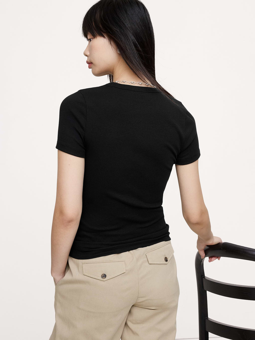 Ribbed Baby T-Shirt - Black