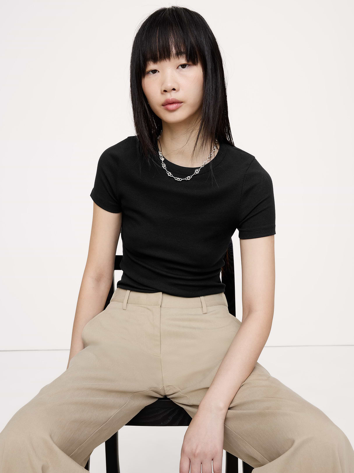 Ribbed Baby T-Shirt - Black