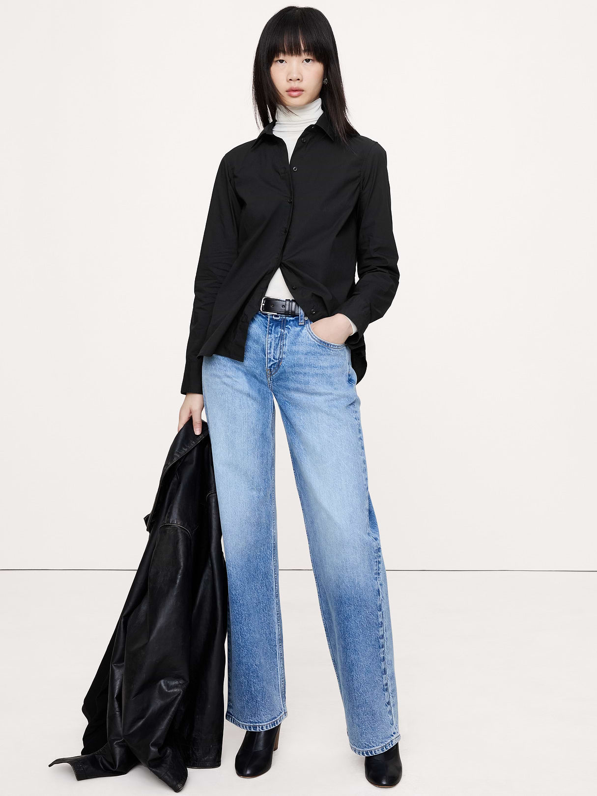 The Everyday Shirt in Cotton Poplin - Black
