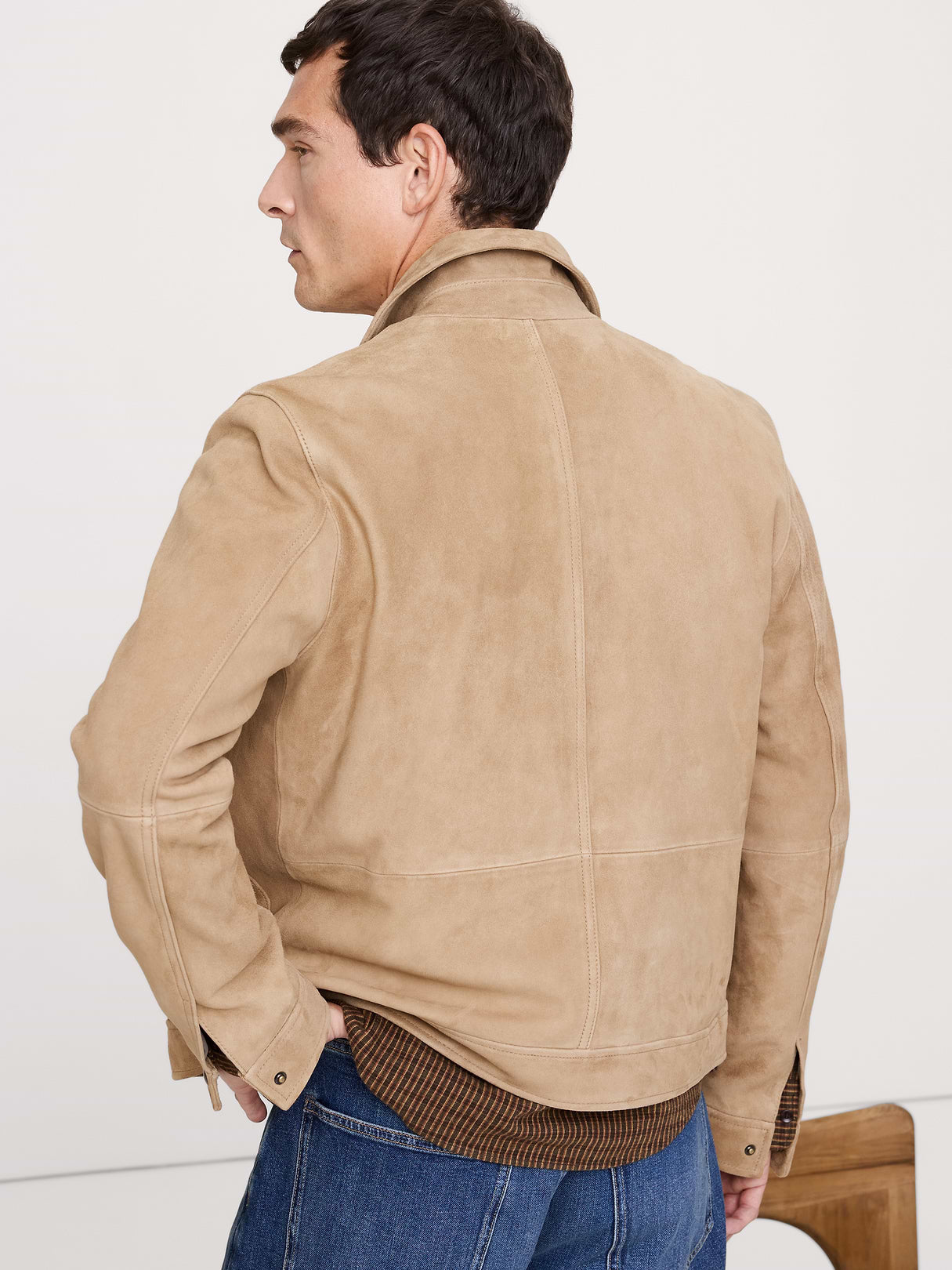 Suede Trucker Jacket - Light Tan