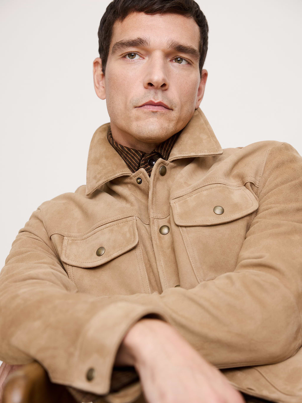 Suede Trucker Jacket - Light Tan