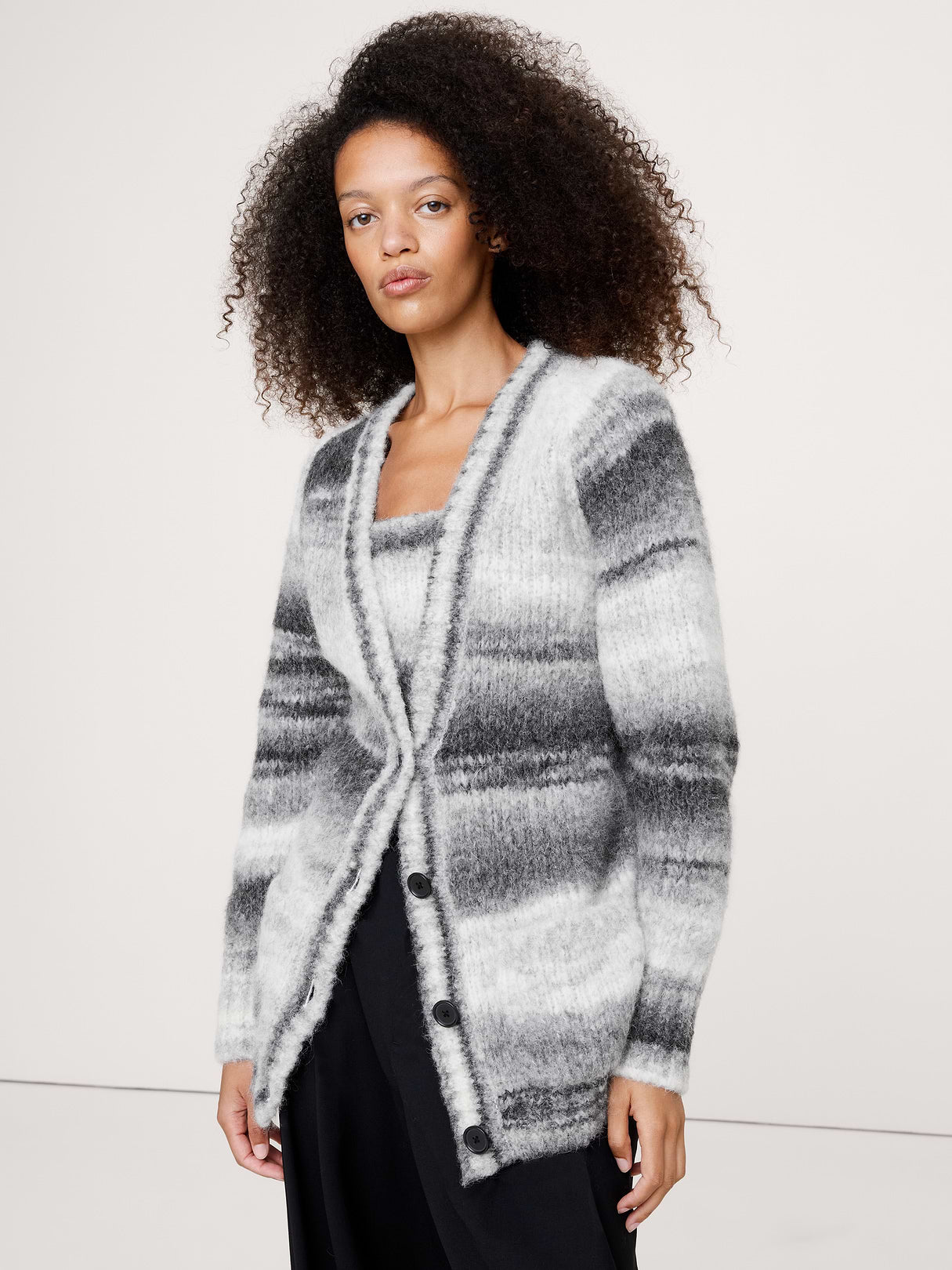 Italian Alpaca-Blend Cardigan - Gray Novelty