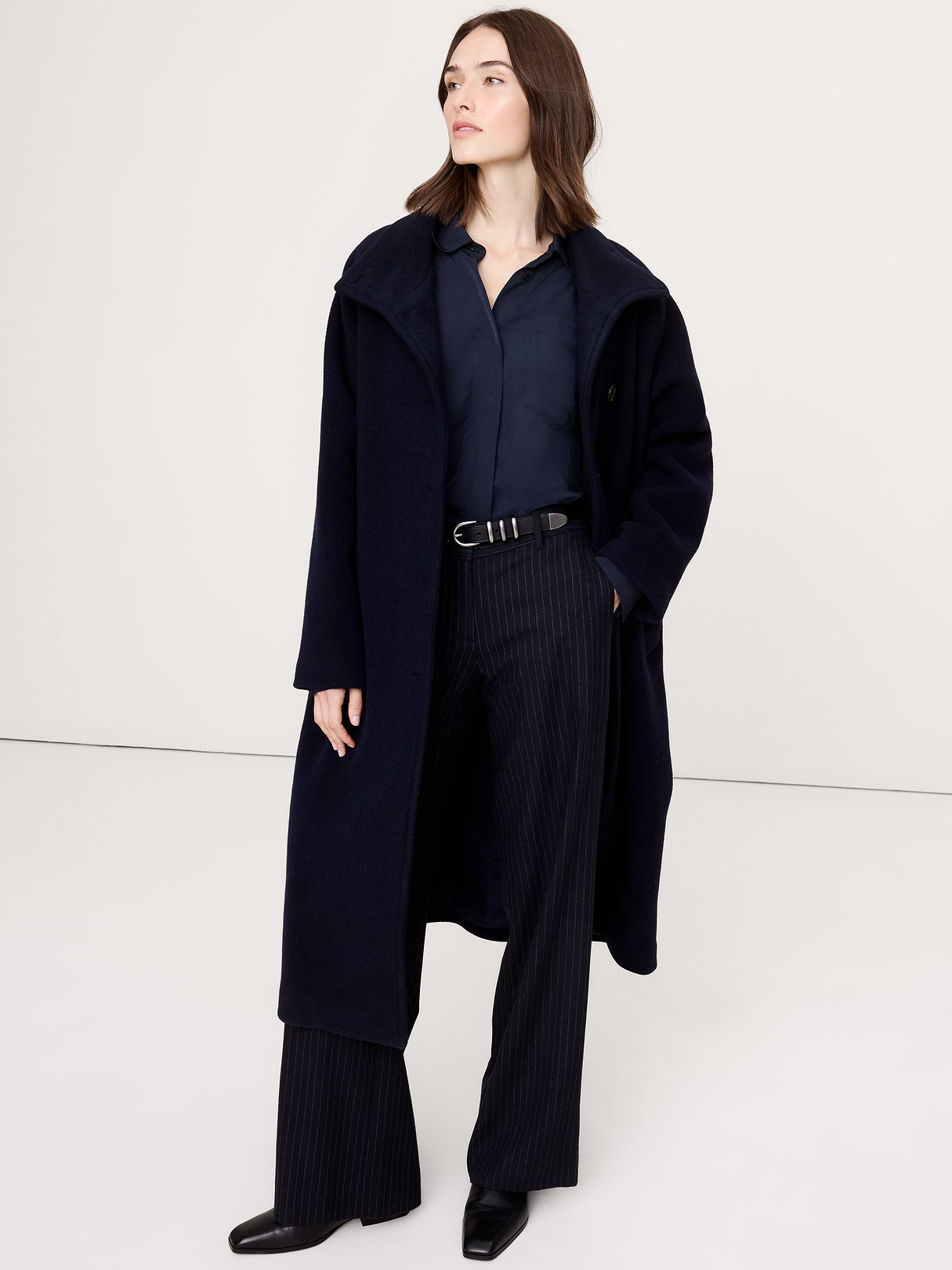 Drapey Button-Back Tunic - Navy Blue
