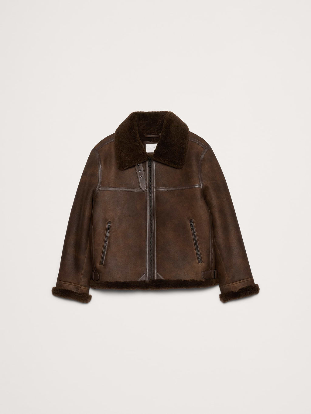 Shearling Aviator Jacket - Dark Brown
