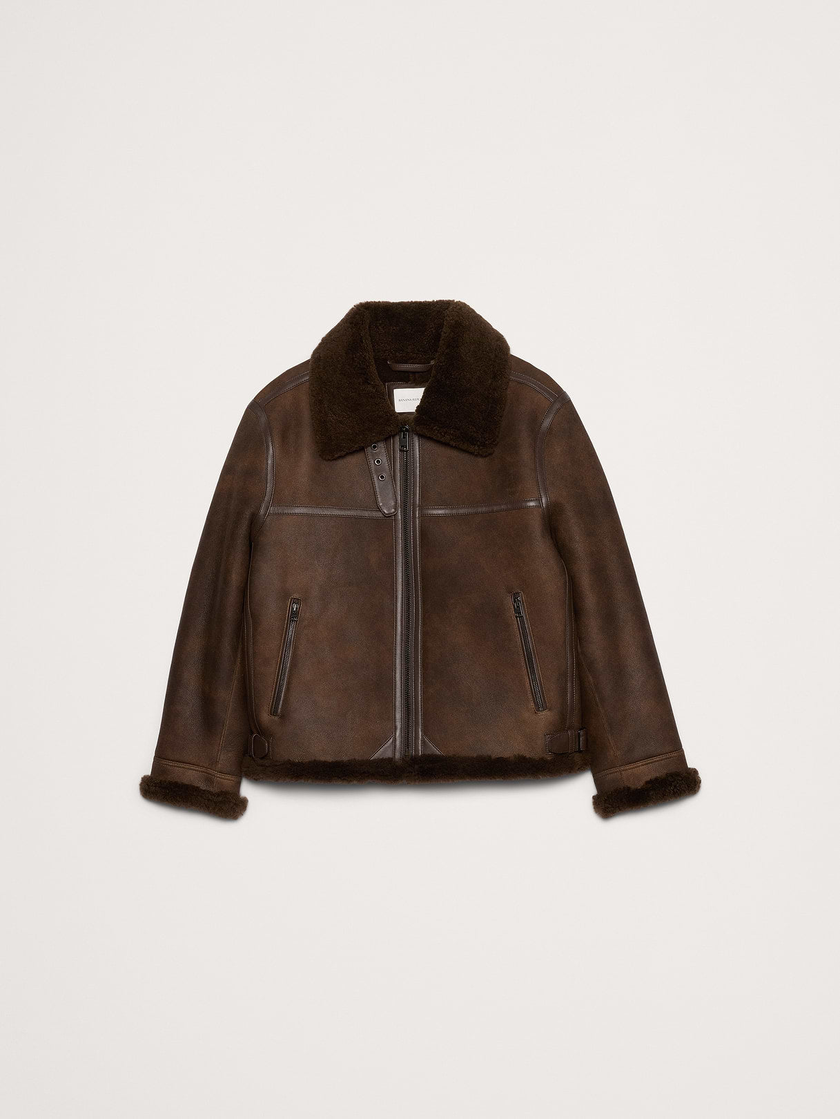 Shearling Aviator Jacket - Dark Brown