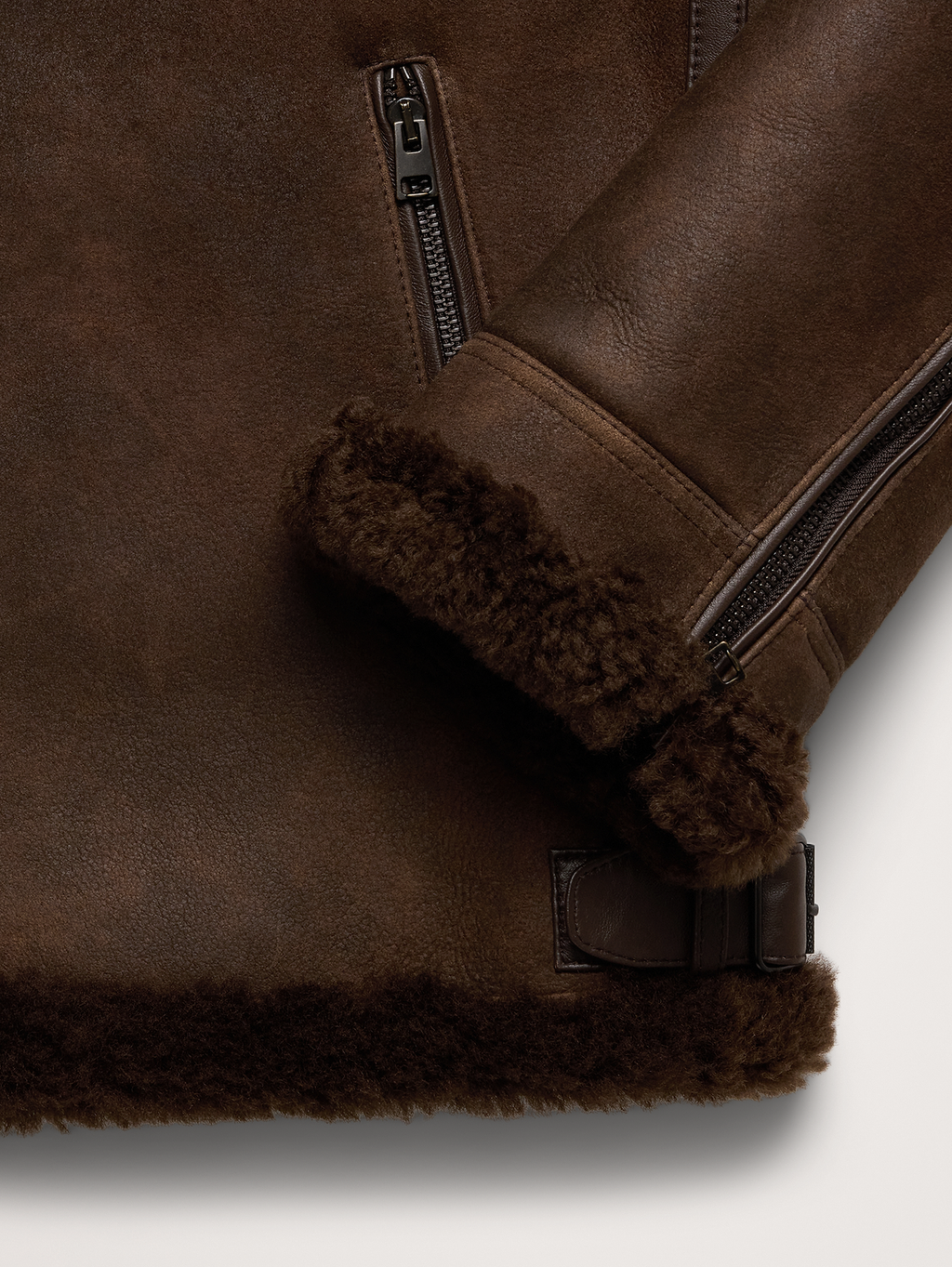 Shearling Aviator Jacket - Dark Brown