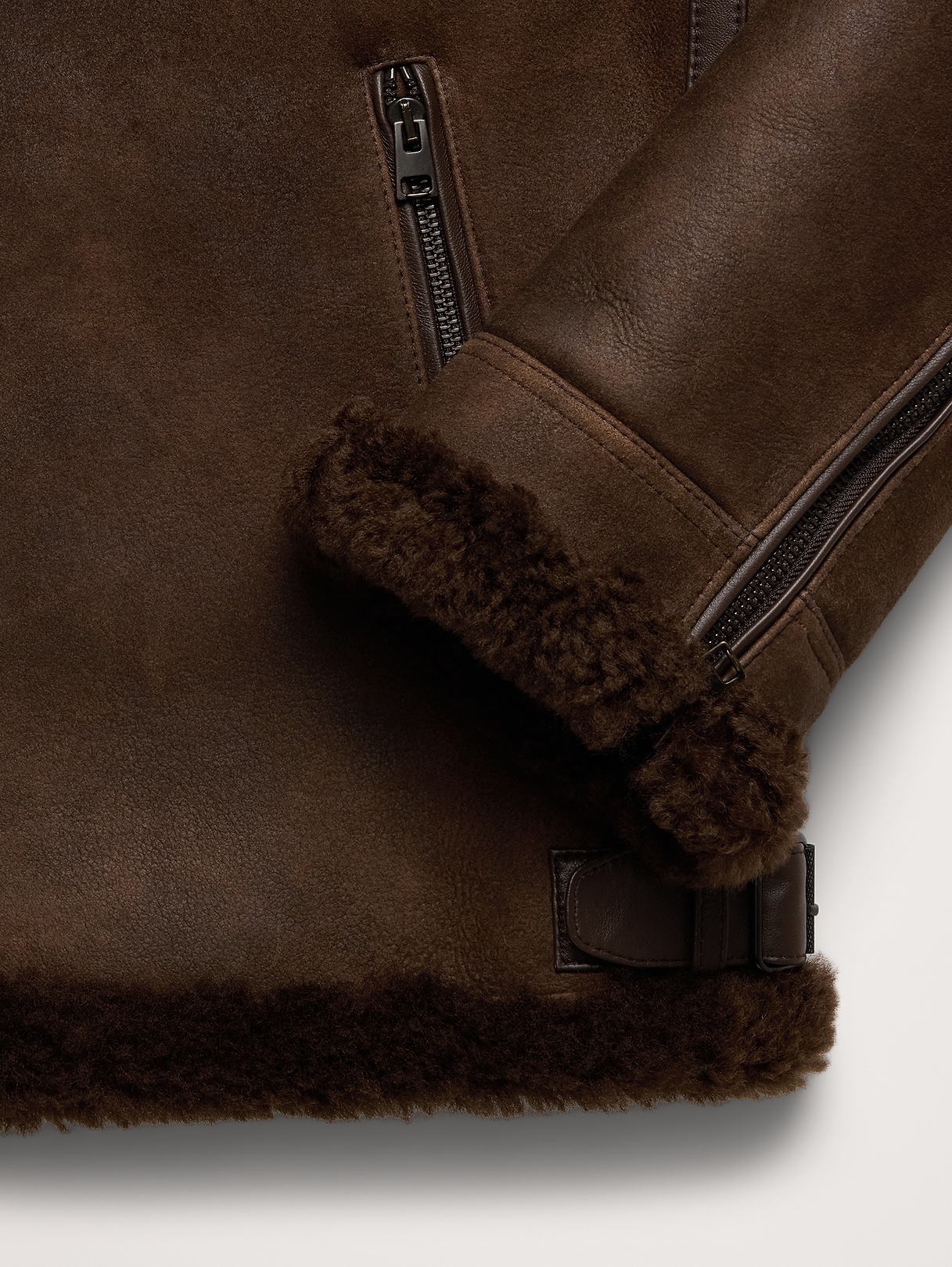 Shearling Aviator Jacket - Dark Brown
