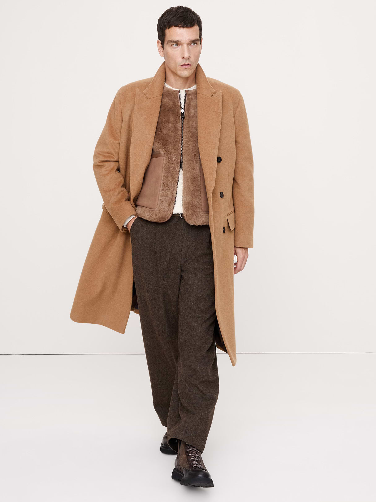Reversible Shearling Vest - Deep Taupe