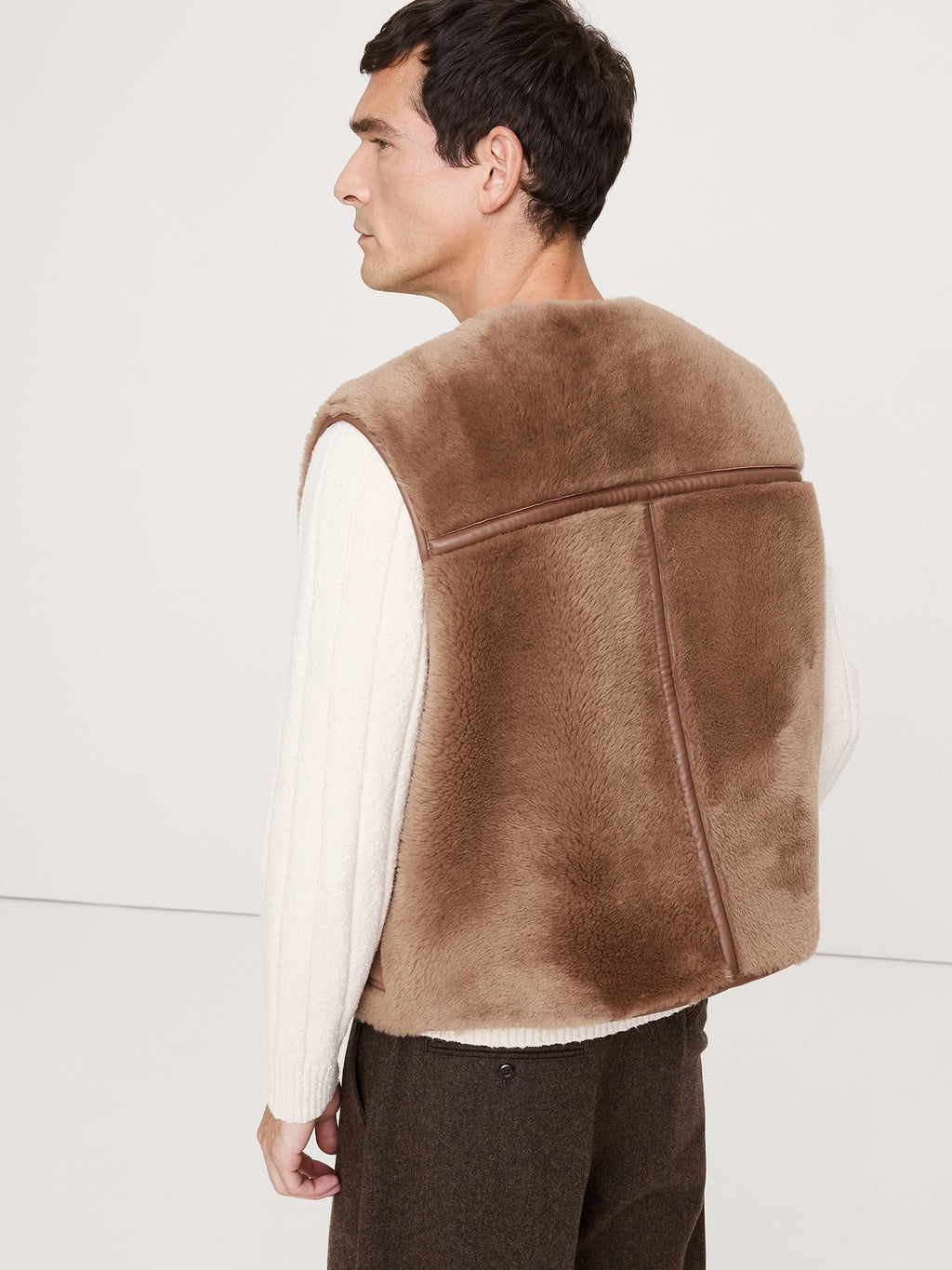 Reversible Shearling Vest - Deep Taupe