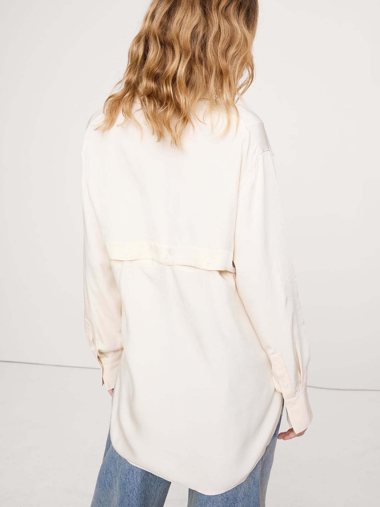 Drapey Button-Back Tunic - Stone Twill Beige