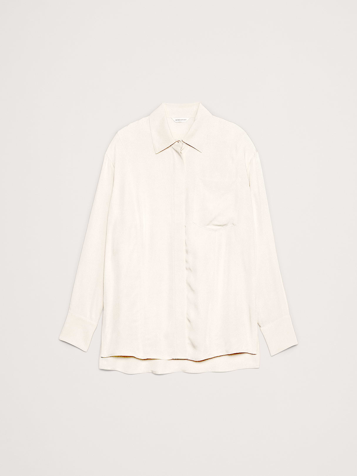 Drapey Button-Back Tunic - Stone Twill Beige