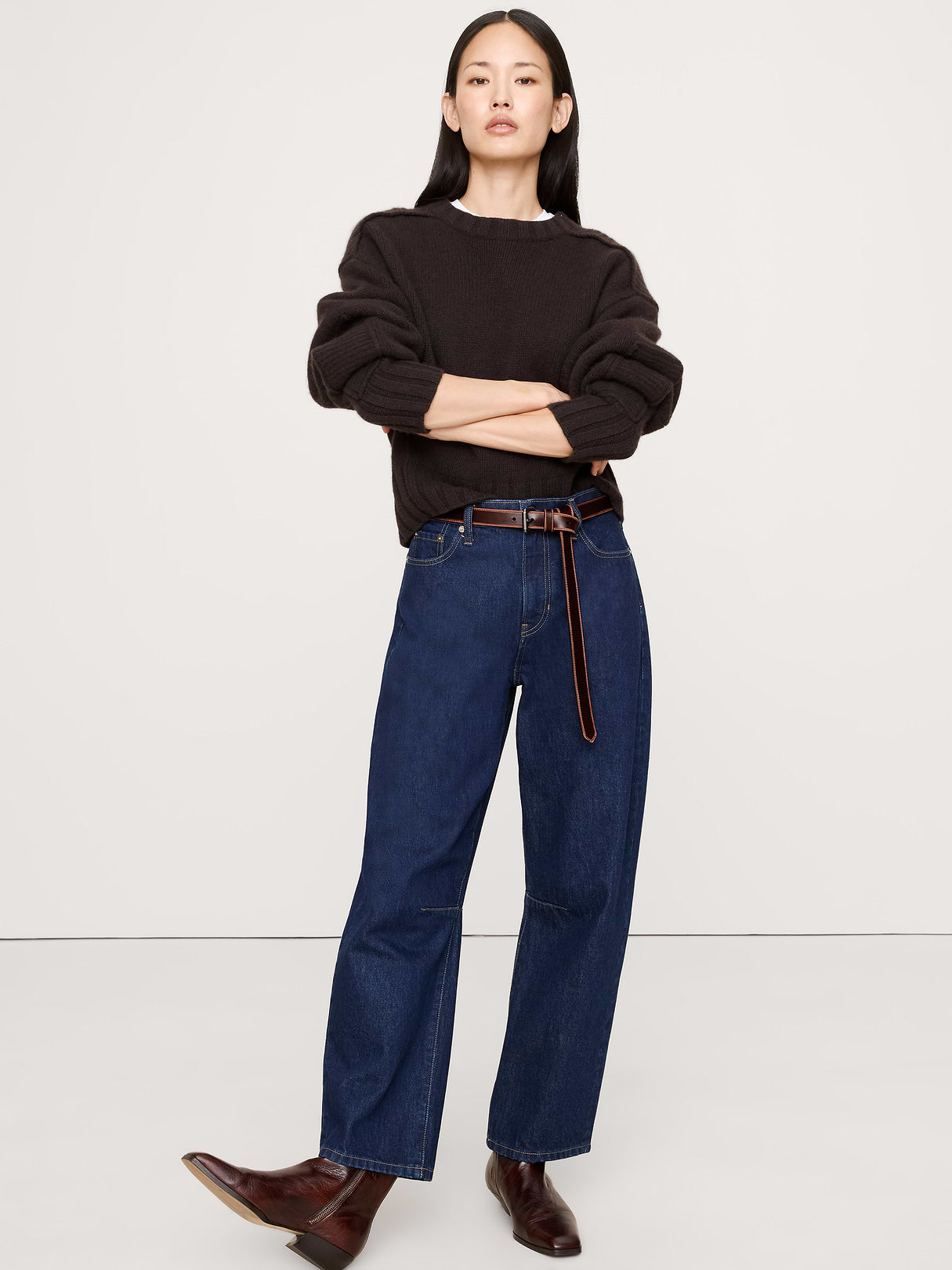 Distressed Trouser Belt - Mahogany Brown Leather