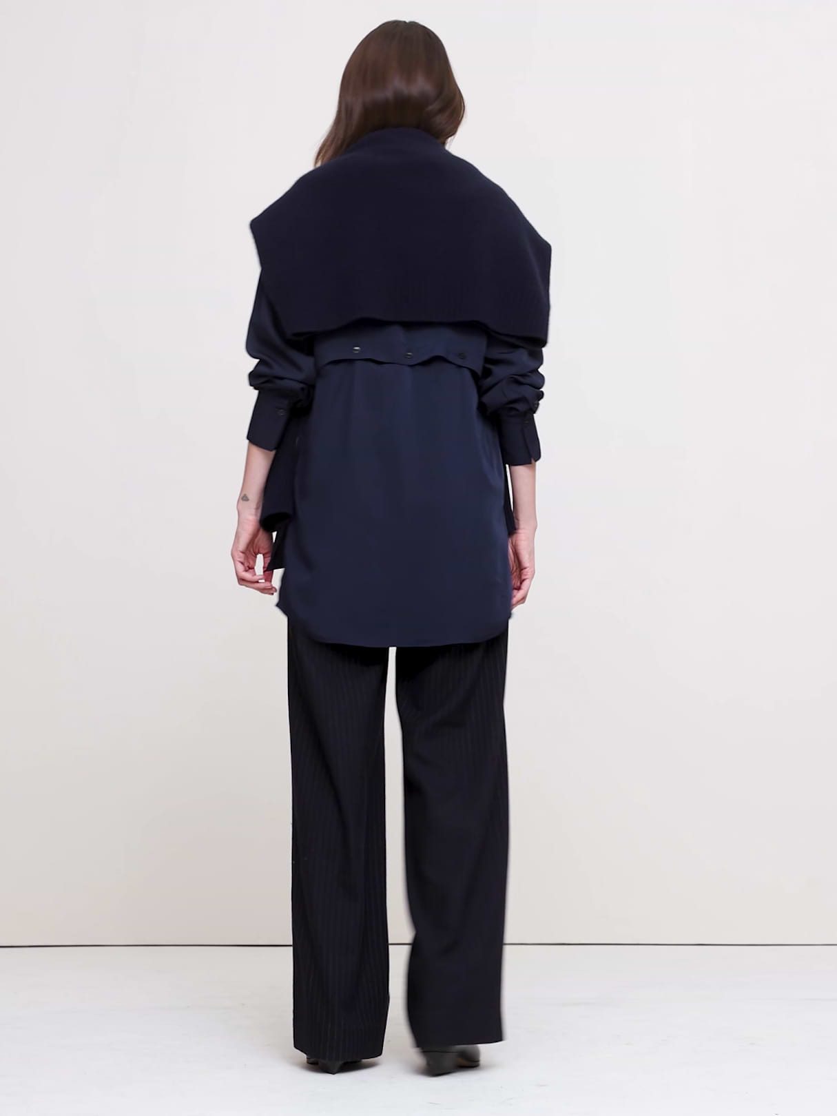 Drapey Button-Back Tunic - Navy Blue