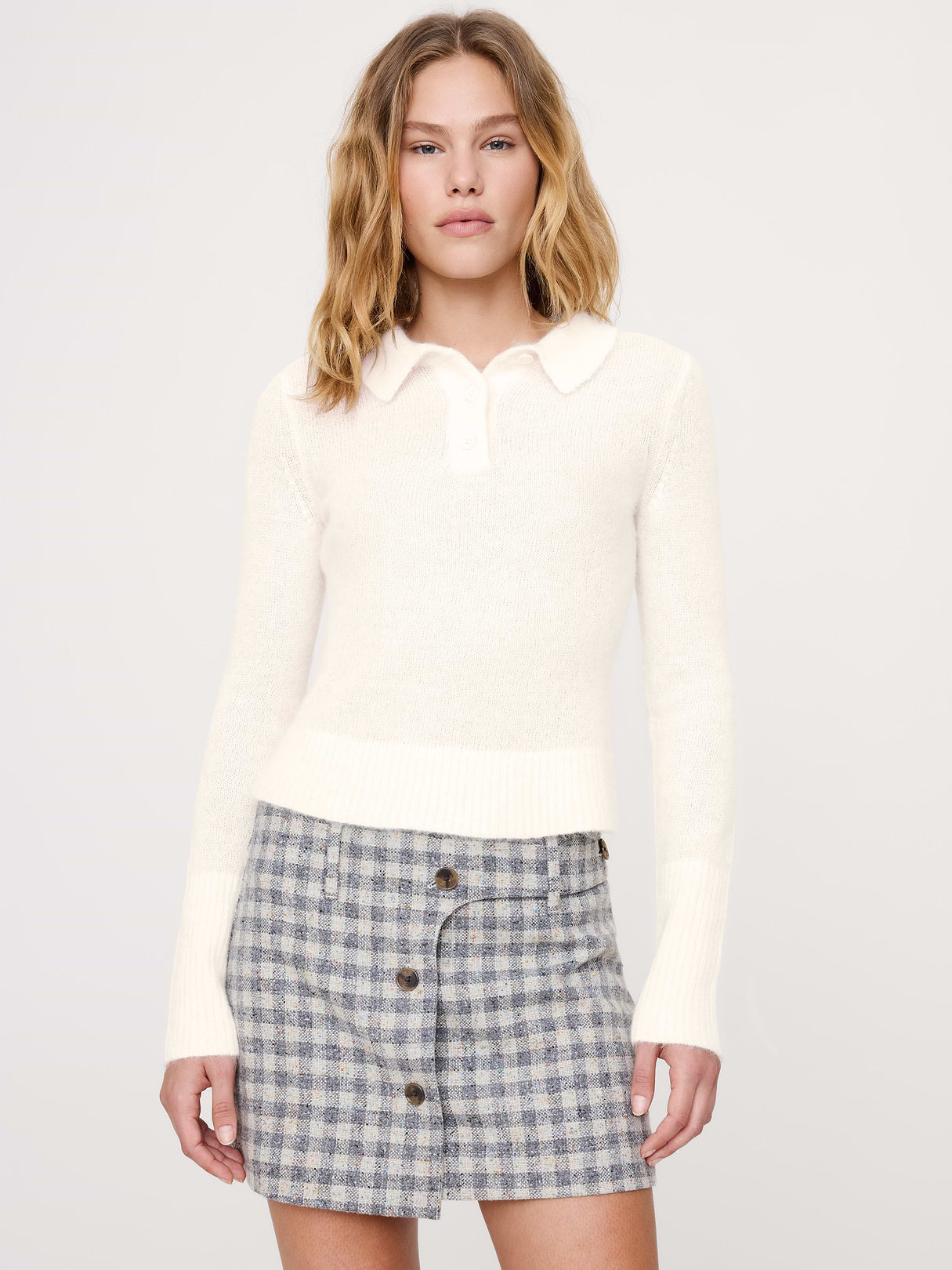 Italian Alpaca-Blend Sweater Polo - White