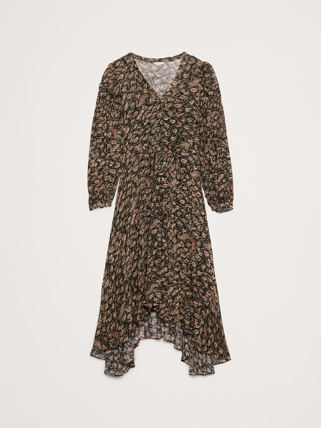 Georgette Puff-Sleeve Maxi Dress - Agate Paisley Cream