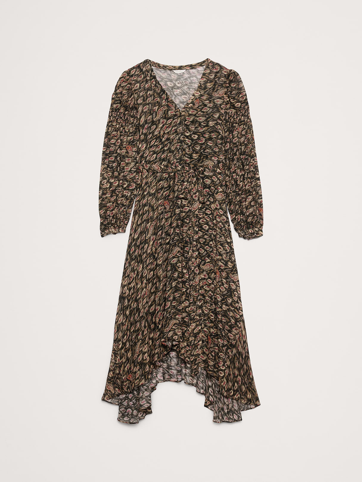 Georgette Puff-Sleeve Maxi Dress - Agate Paisley Cream