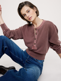 French Terry Henley Sweatshirt - Molasses Brown