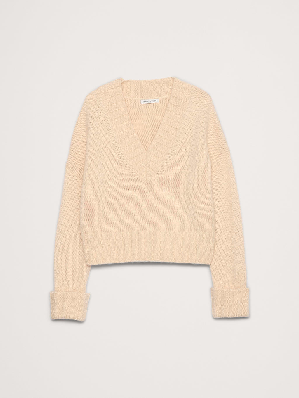 Wool-Alpaca Blend V-Neck Sweater - Cream