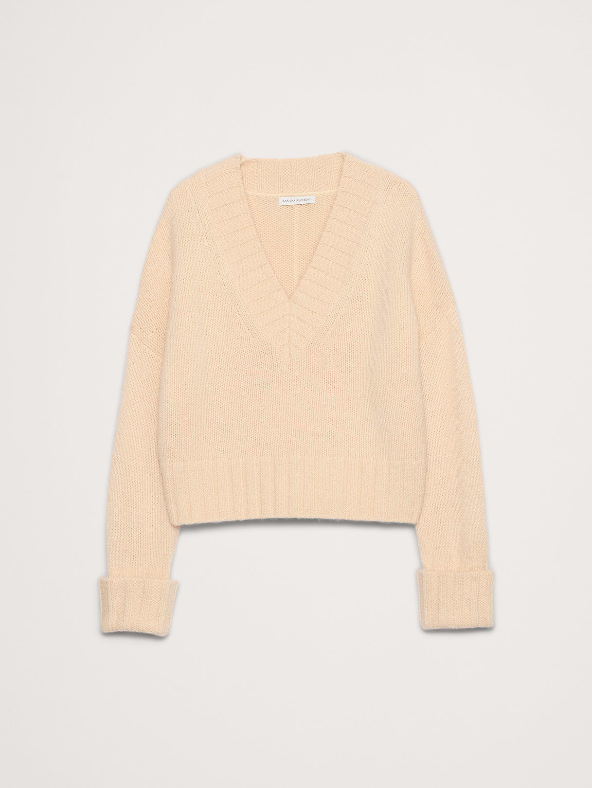 Wool-Alpaca Blend V-Neck Sweater - Cream