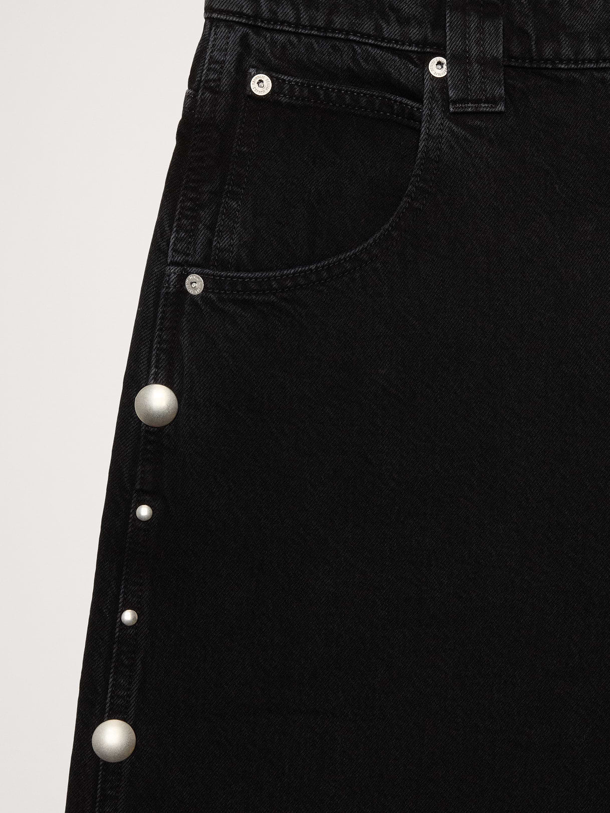 Low-Rise Loose Studded Cropped Jean - Black Rinse Wash