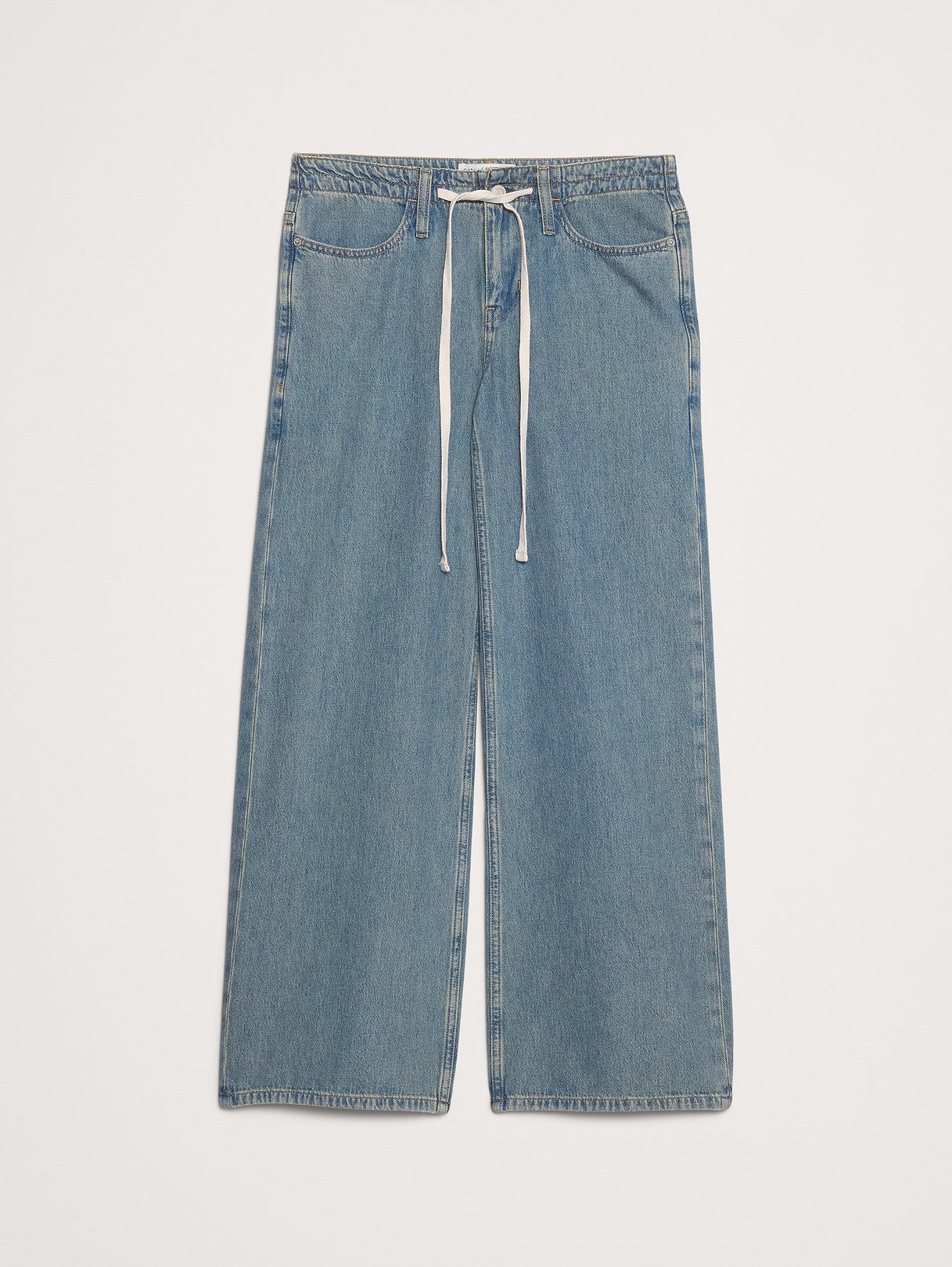 Mid-Rise Wide-Leg Drawstring Jean - Medium Wash