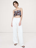 Linen Cropped Cami - Blue Floral