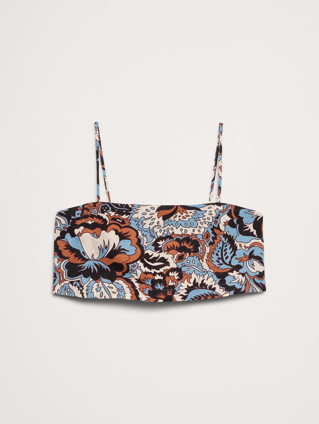Linen Cropped Cami - Blue Floral
