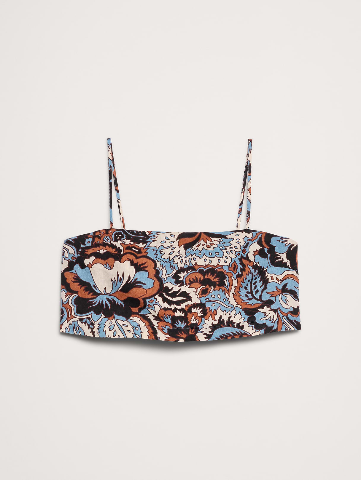 Linen Cropped Cami - Blue Floral