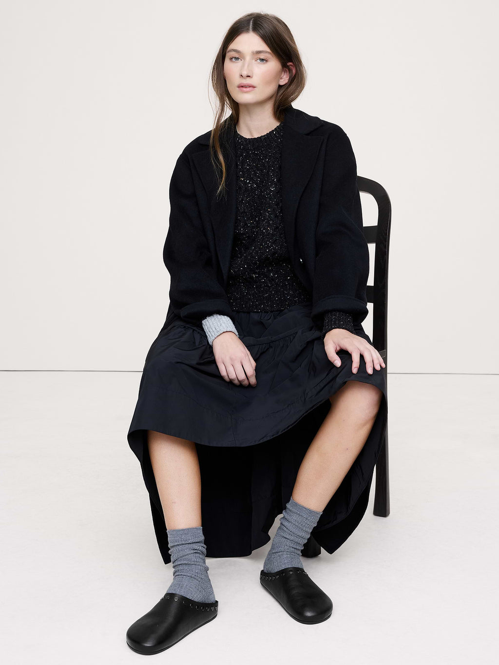 Leather Essential Clog - Studded Black Leather with Leather Footbed