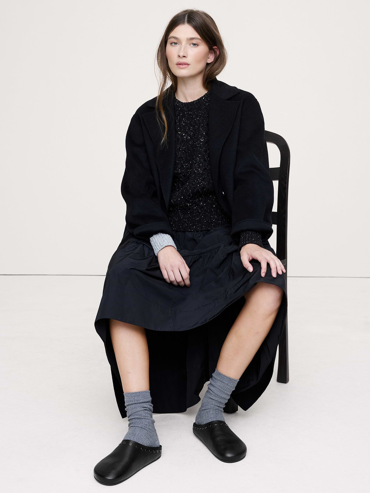 Leather Essential Clog - Studded Black Leather with Leather Footbed