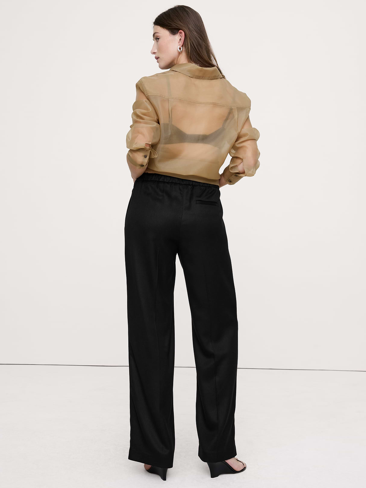 High-Rise Wide-Leg Drapey TENCEL™ Pull-On Pant - Black