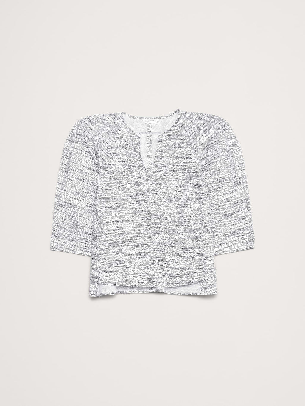 Stretch-Cotton Volume-Sleeve Top - Mini Ivory Rope Print
