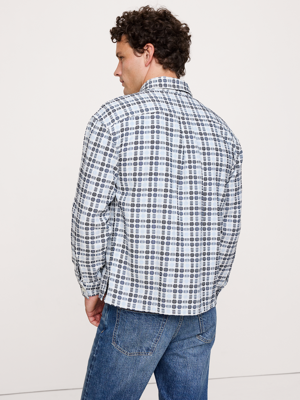 Relaxed-Fit Jacquard Shirt - Blue Geo