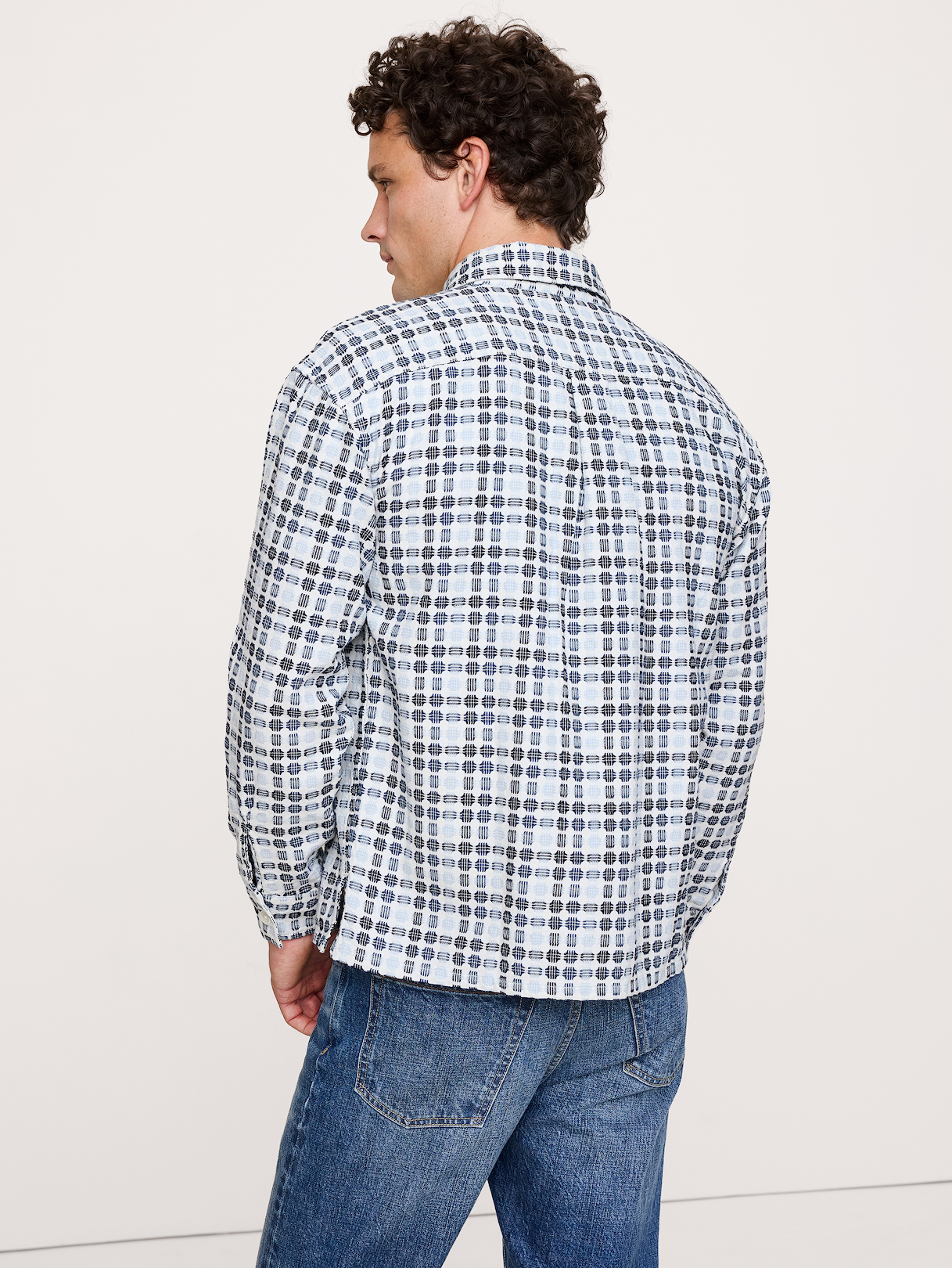 Relaxed-Fit Jacquard Shirt - Blue Geo