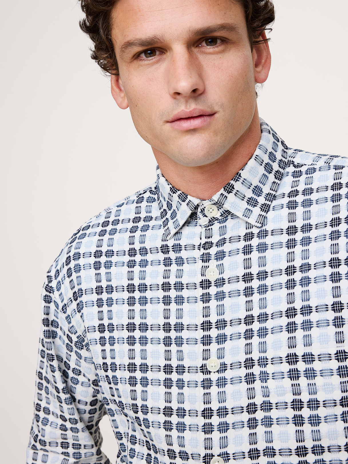 Relaxed-Fit Jacquard Shirt - Blue Geo