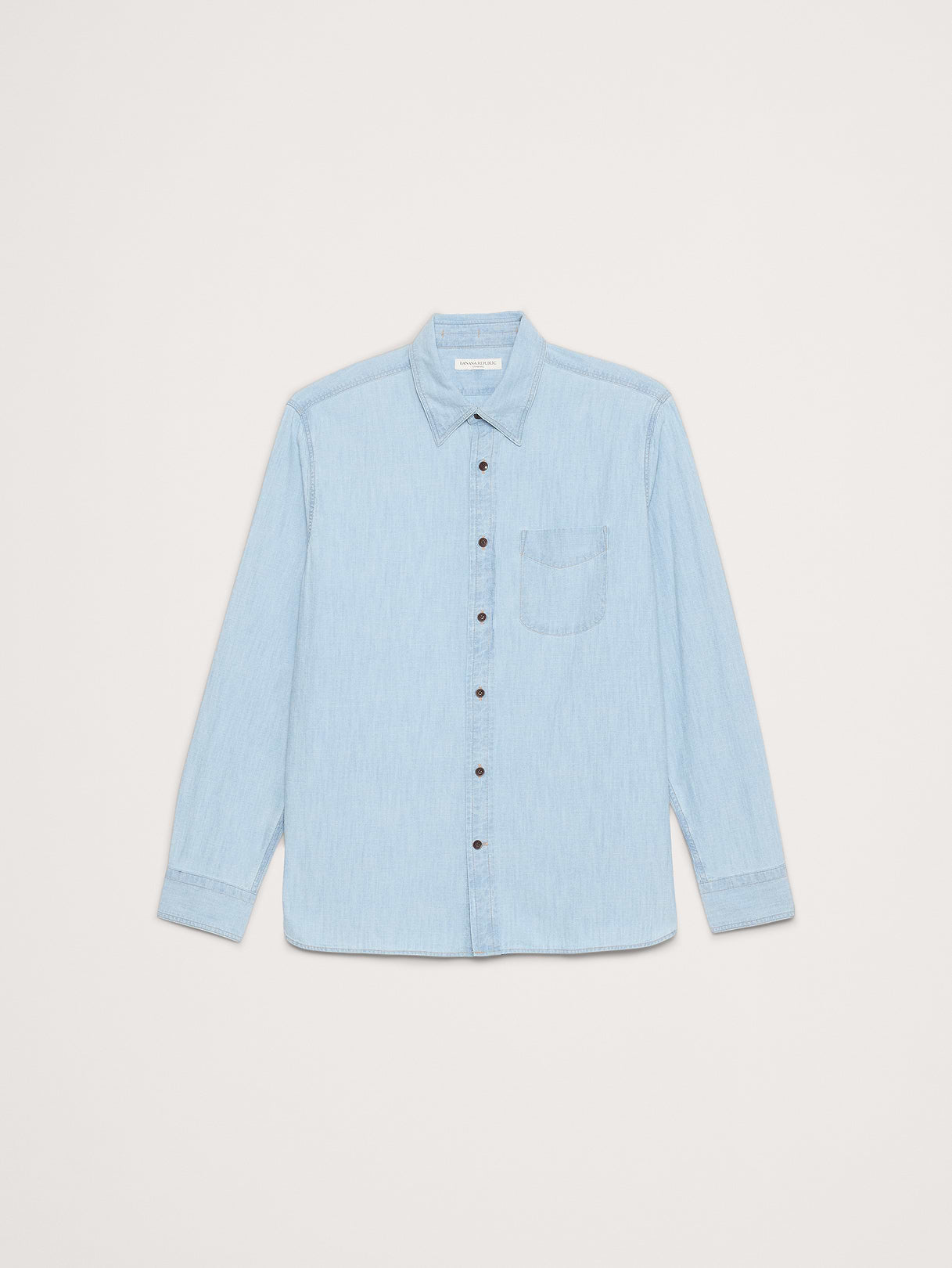Standard-Fit Chambray Shirt - Light Blue