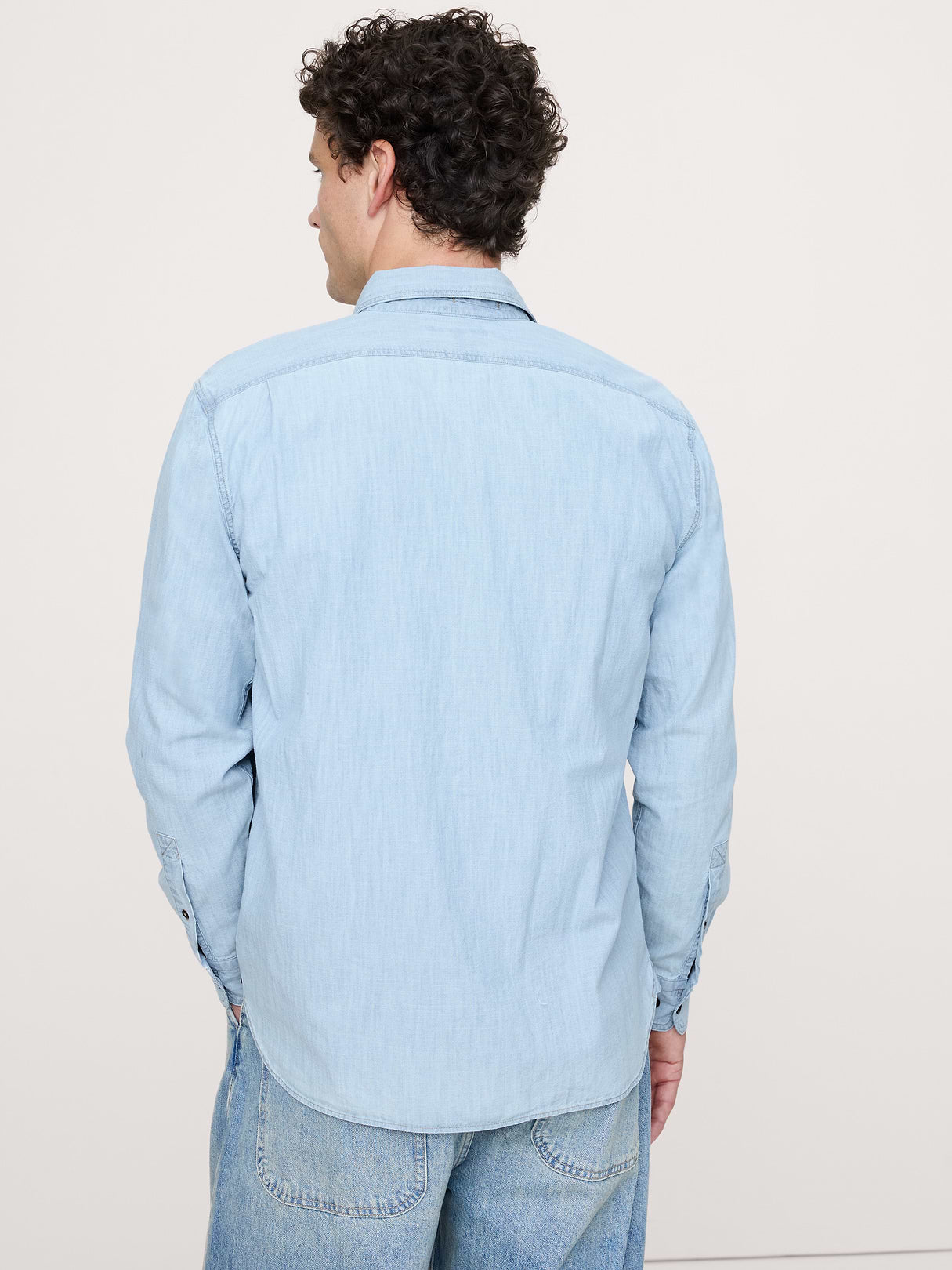 Standard-Fit Chambray Shirt - Light Blue