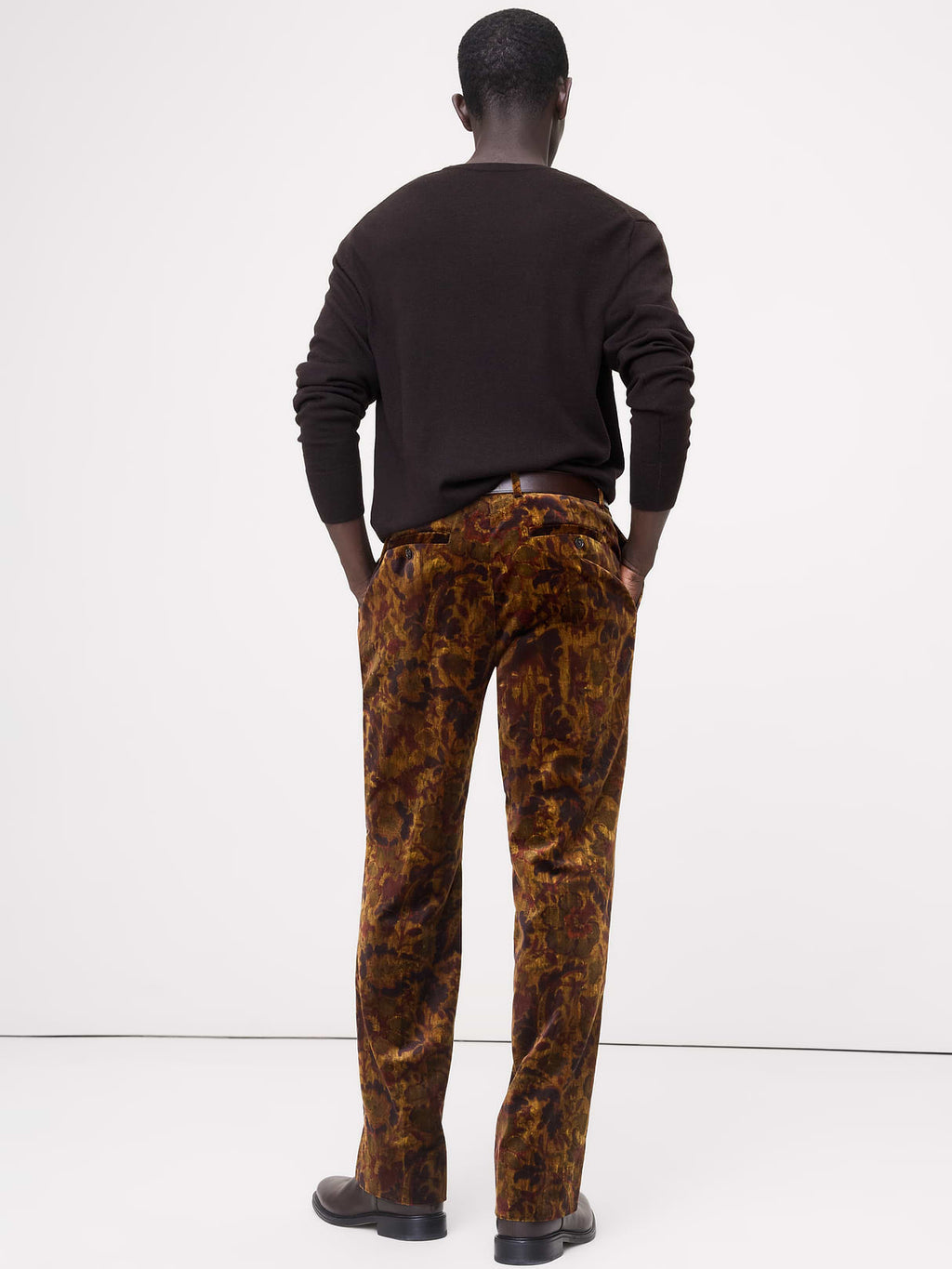 Straight Velvet Pant - Gold Tapestry Print